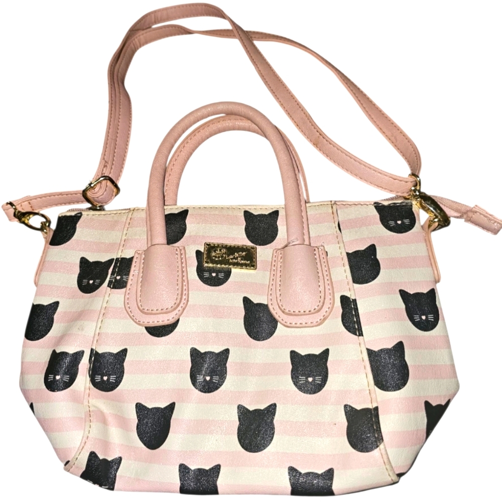 Luv Betsey Charming Pink Cat Print Handbag